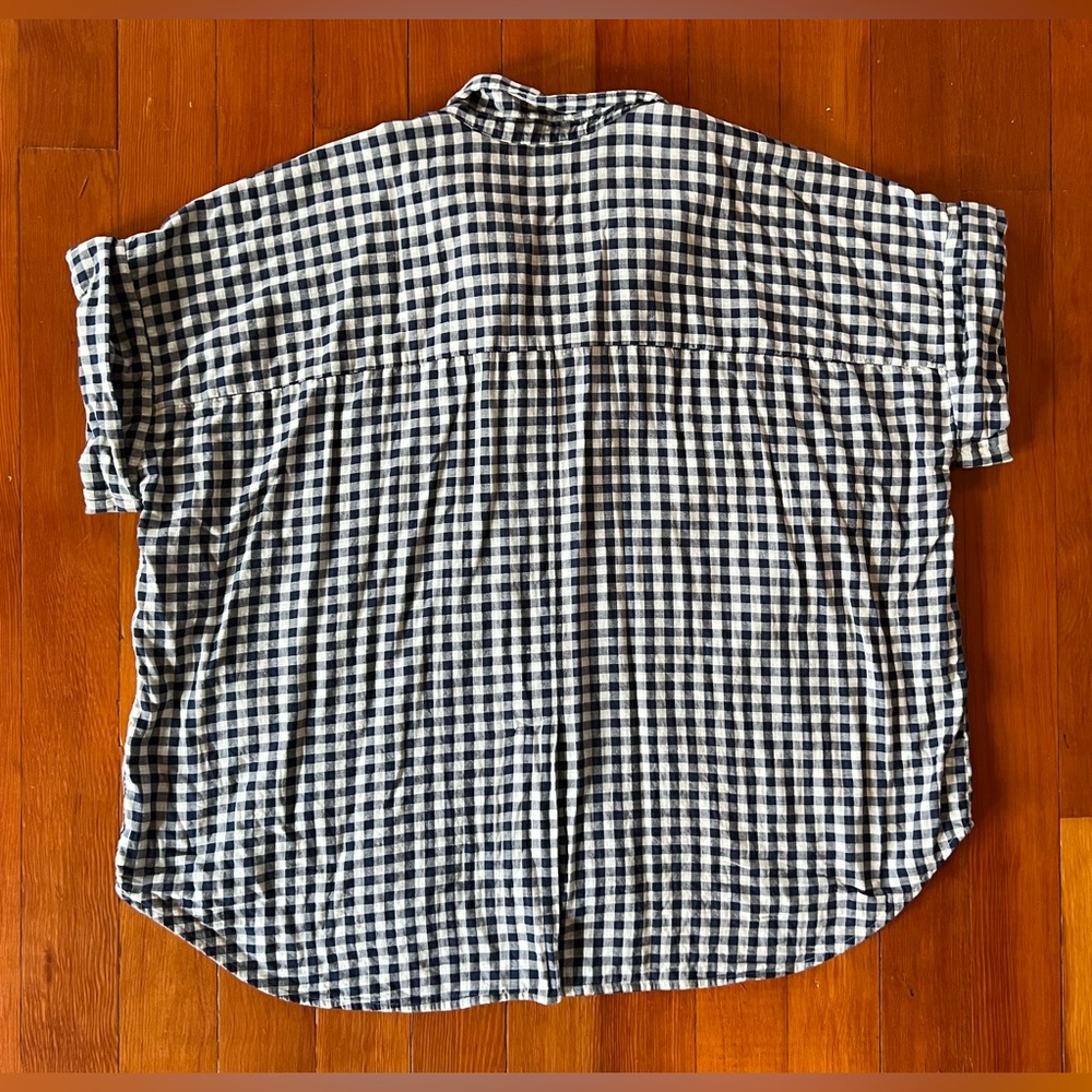 NWOT Madewell Navy Blue and White Checkered Gingham Shirt - Plus 2X - Picture 3 of 3